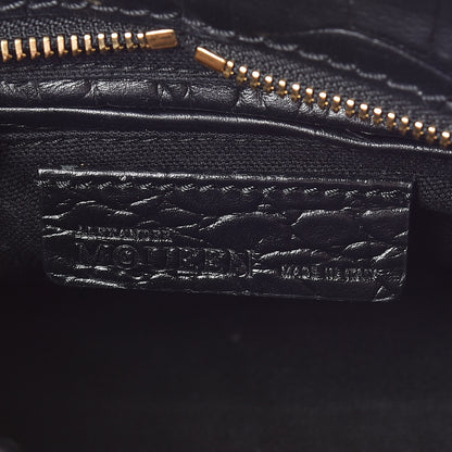 Alexander McQueen Calfskin Crocodile Embossed Mini Skull Padlock Zip Around Tote Black 8 of 13