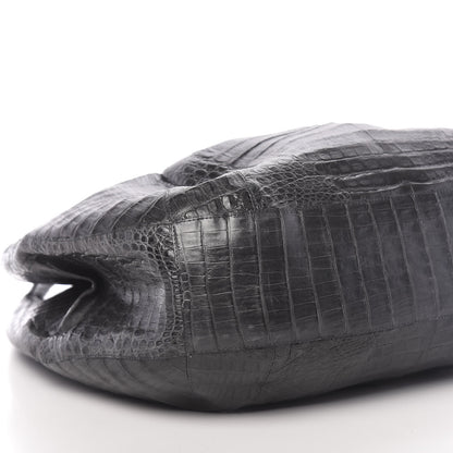 Nancy Gonzalez Crocodile Hobo Grey 8 of 10