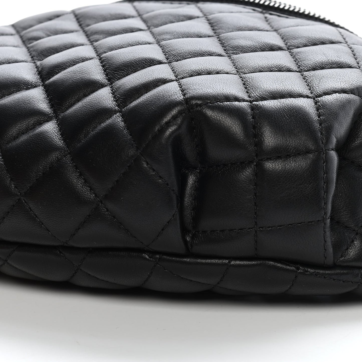 Calfskin Quilted Banane Waist Bag Fanny Pack Black