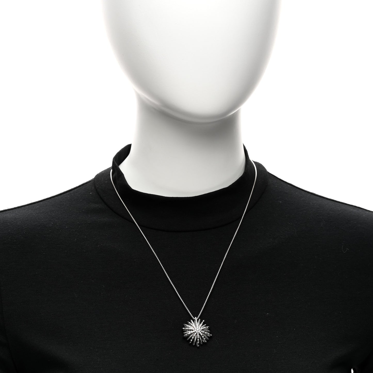 Sterling Silver Diamond Medium Starburst Pendant Necklace