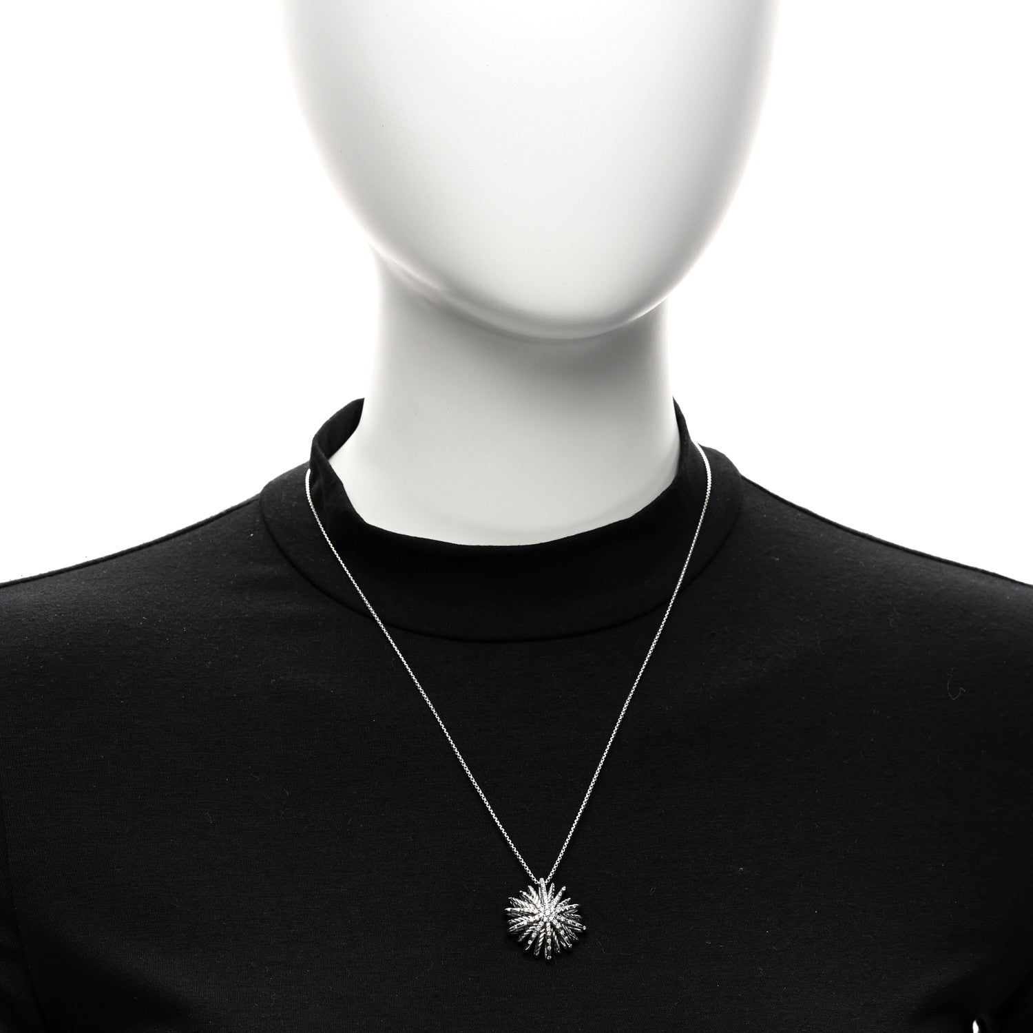 David Yurman Sterling Silver Diamond Medium Starburst Pendant Necklace 2 of 5