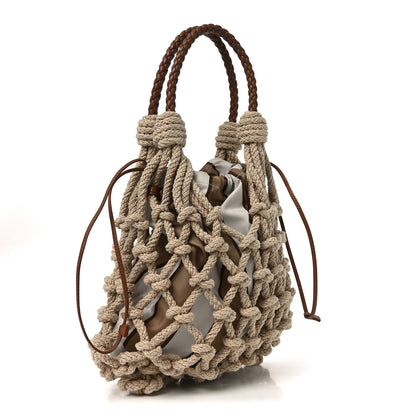 Prada Cotton Macrame Noue Medium Bag Cord Camel Beige 3 of 9