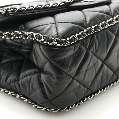 Chanel Crumpled Calfskin Medium Chain All Over Flap Black 7 of 8