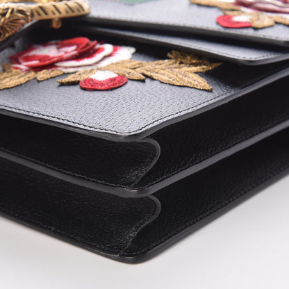 Gucci Calfskin Web Floral Embroidered Medium Dionysus Shoulder Bag Black 9 of 9