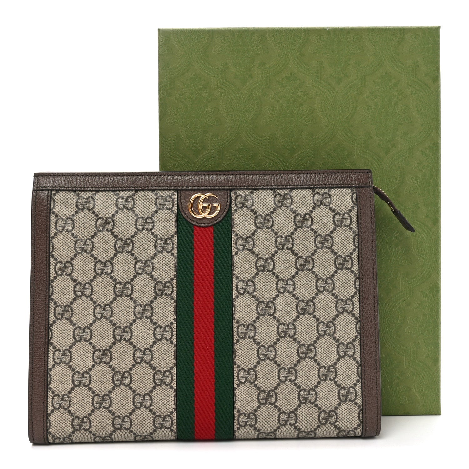 Gucci GG Supreme Monogram Web Ophidia Pouch Brown 10 of 10