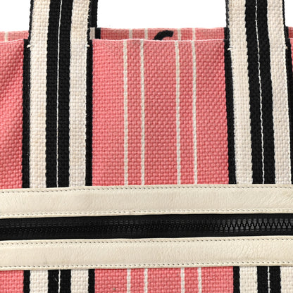 Chanel Striped Canvas CC Small Tote Pink White Black 11 of 13
