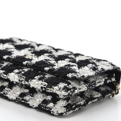 Chanel Tweed Quilted Wallet On Chain WOC Black Ecru White 6 of 11