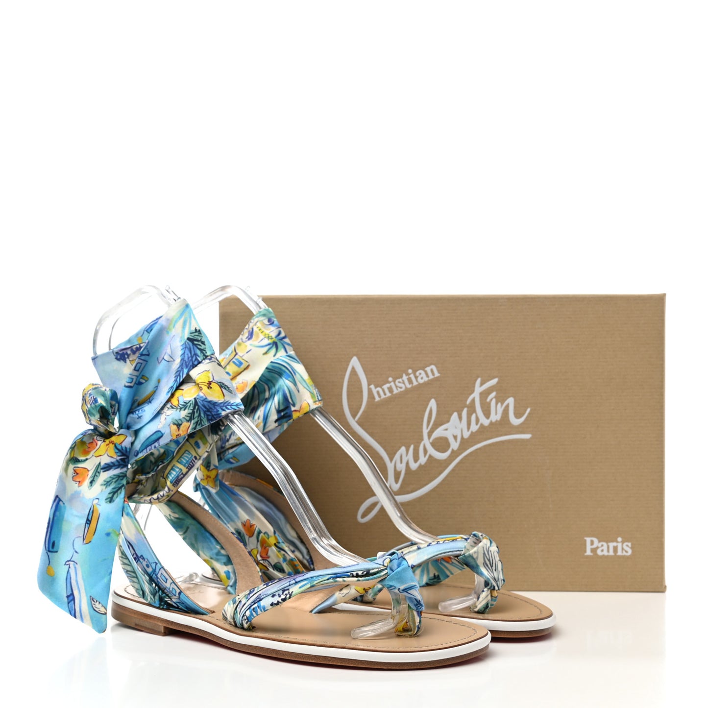 Nappa Crepe Satin Spetsos Flat Sandals 37 Bianco Multicolor