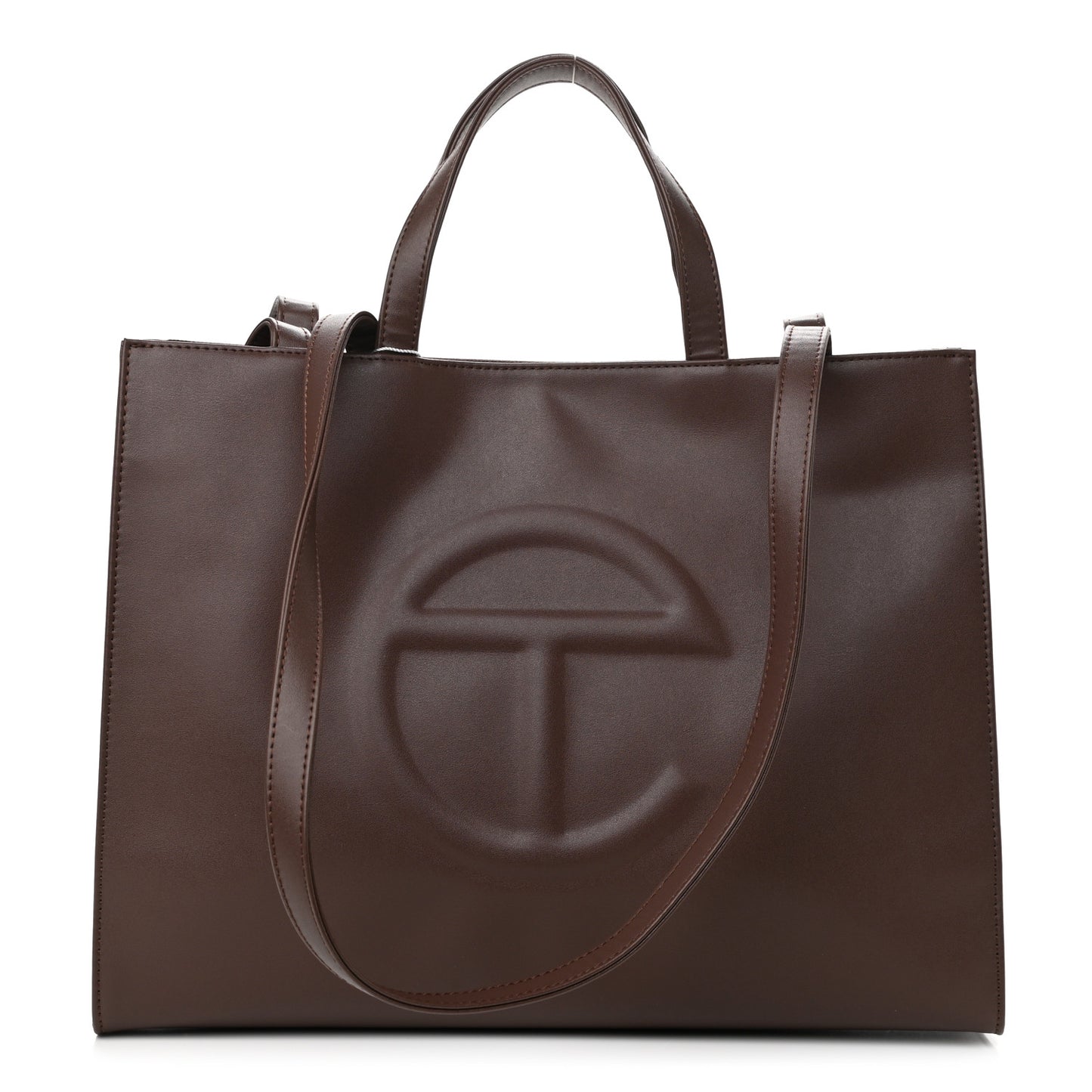 Vegan Leather Medium Shopping Bag Dark Brown