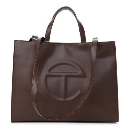 Telfar Vegan Leather Medium Shopping Bag Dark Brown 1 of 11