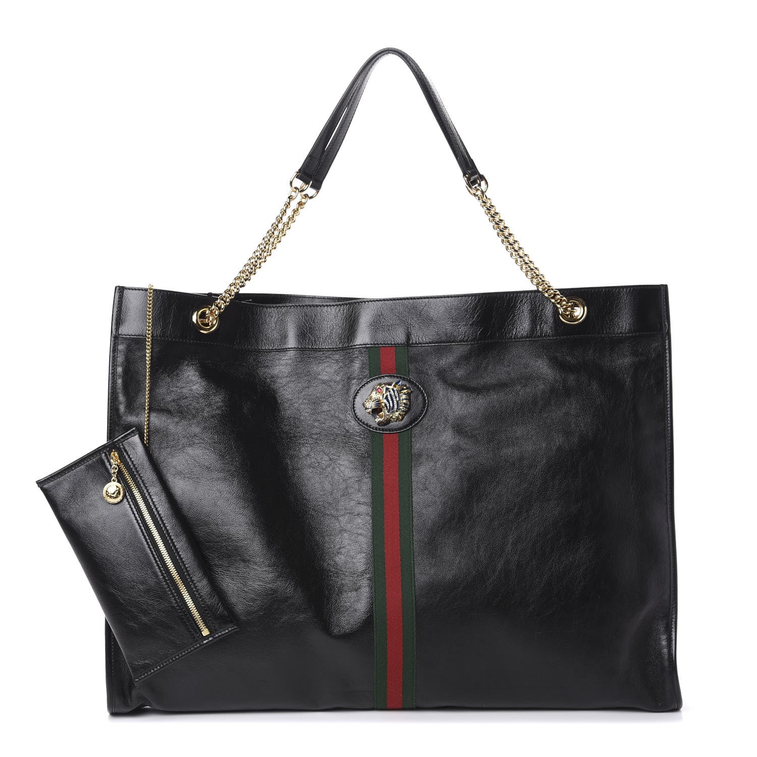 Gucci Calfskin Maxi Rajah Chain Tote Black 1 of 7