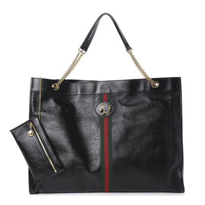 Gucci Calfskin Maxi Rajah Chain Tote Black 1 of 7