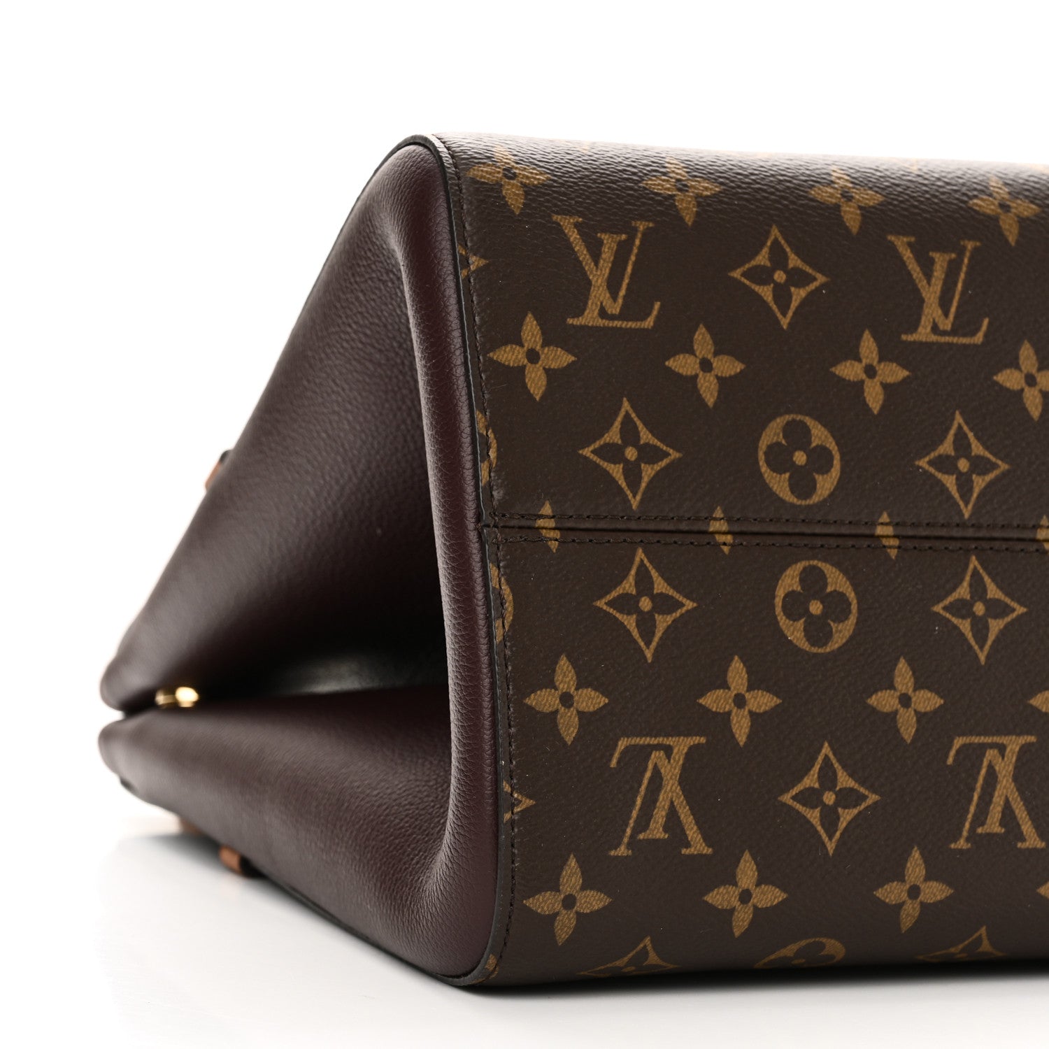 Louis Vuitton Calfskin Monogram Fold Tote MM Black Wine Cream 8 of 9