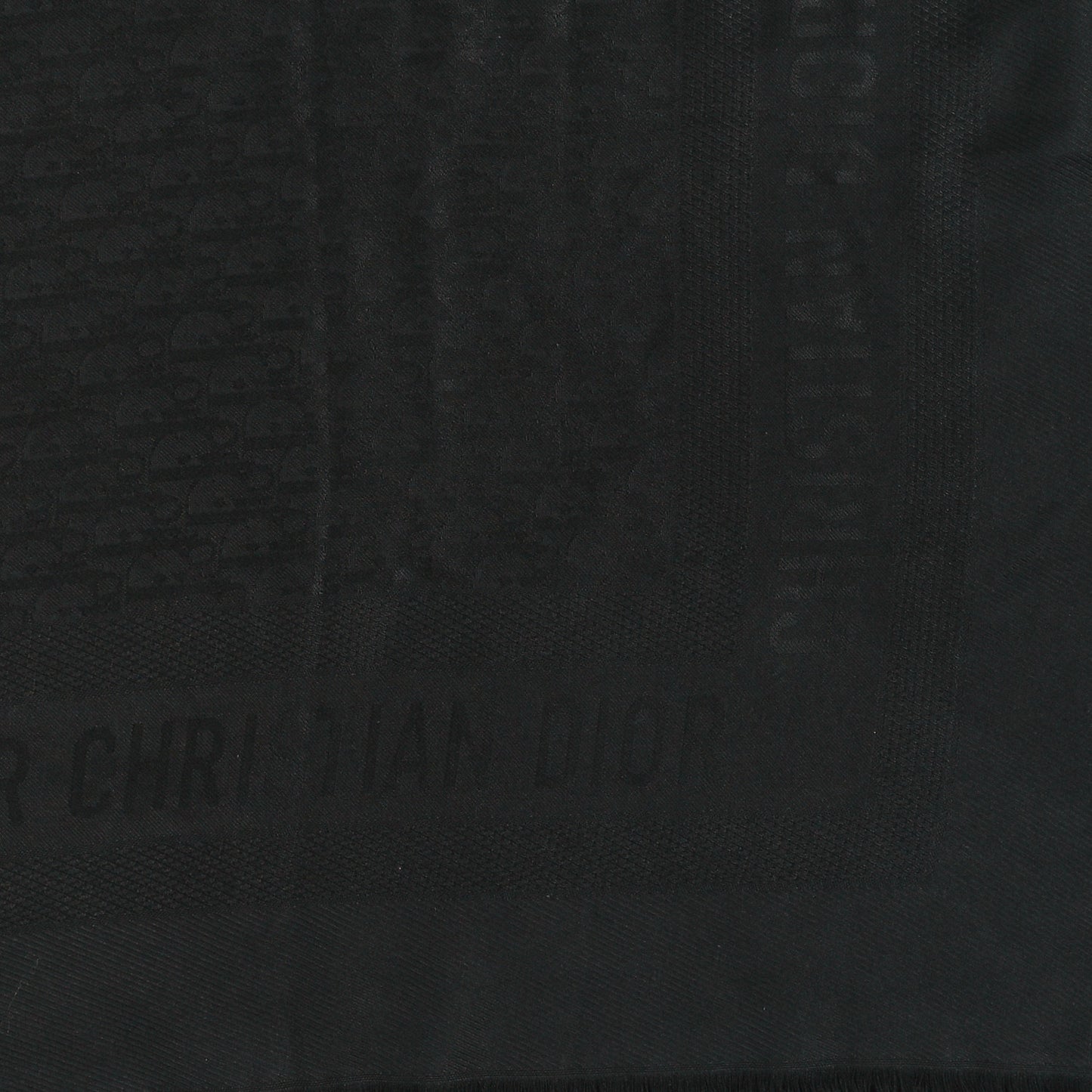 Wool Silk Oblique Shawl Black