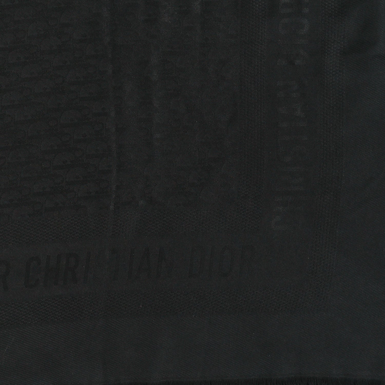 Christian Dior Wool Silk Oblique Shawl Black 4 of 12