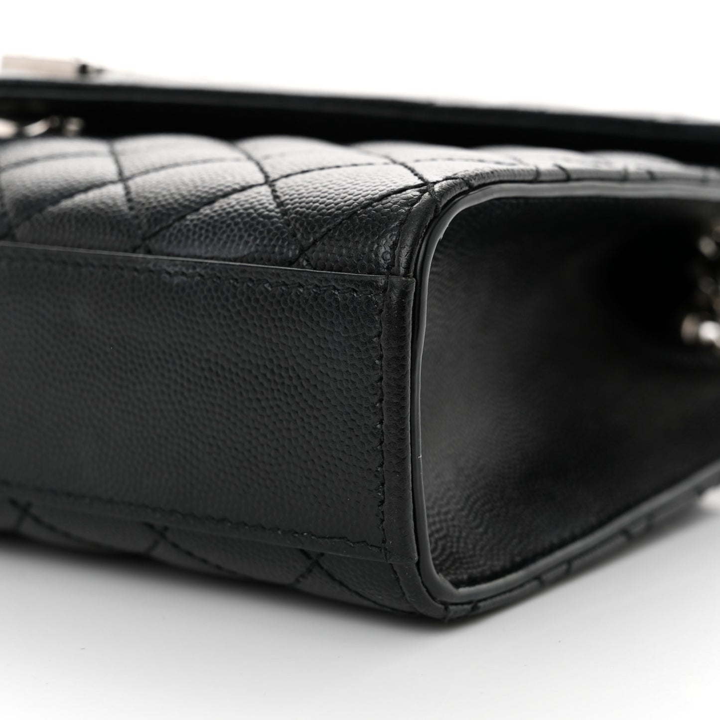 Grain De Poudre Textured Mixed Matelasse Triquilt Medium Monogram Satchel Black