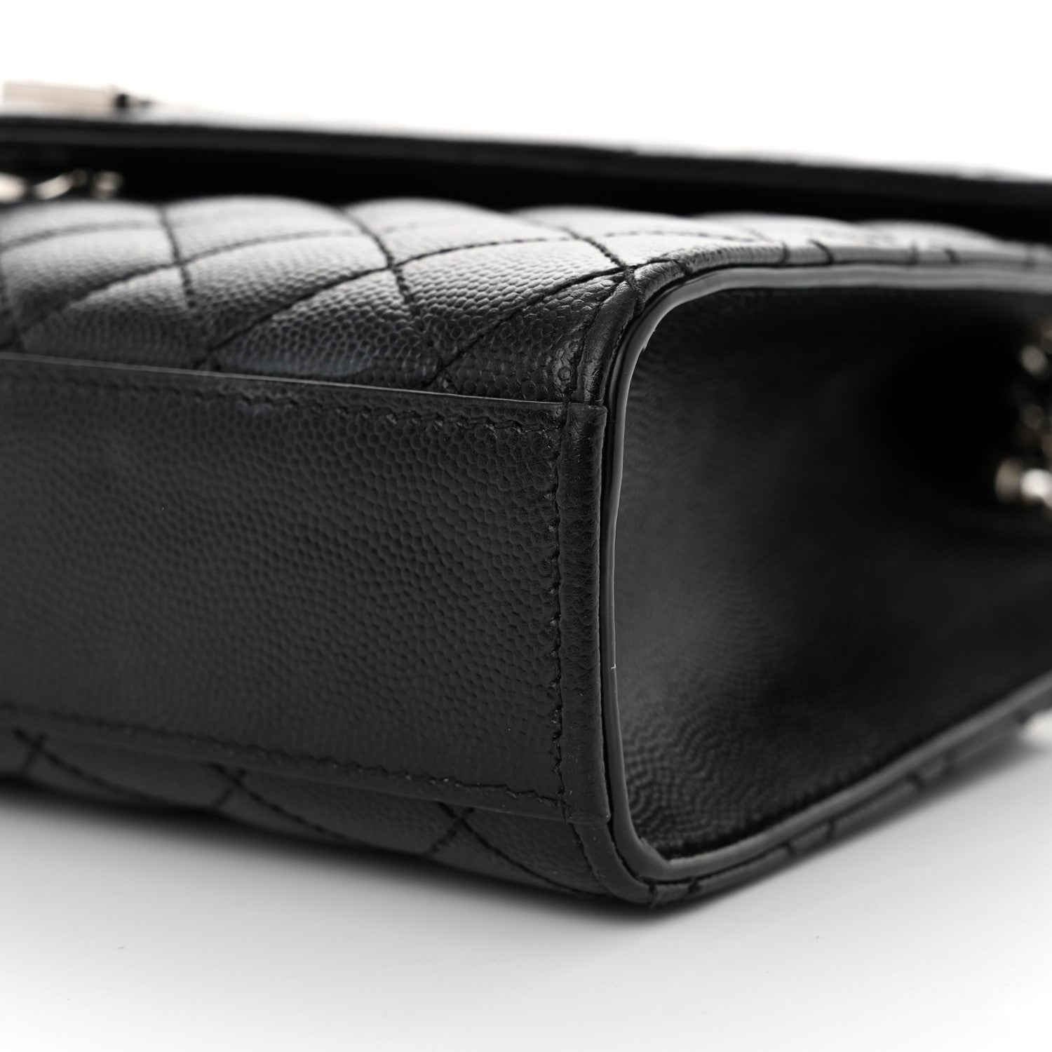 Saint Laurent Grain De Poudre Textured Mixed Matelasse Triquilt Medium Monogram Satchel Black 10 of 12