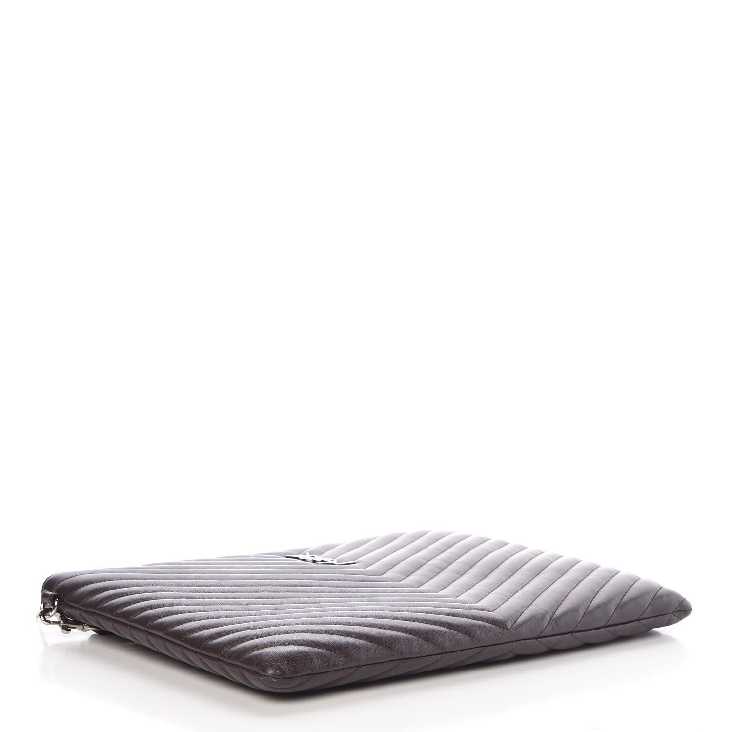Saint Laurent Calfskin Matelasse Chevron Monogram Document Holder Amaranto 4 of 10