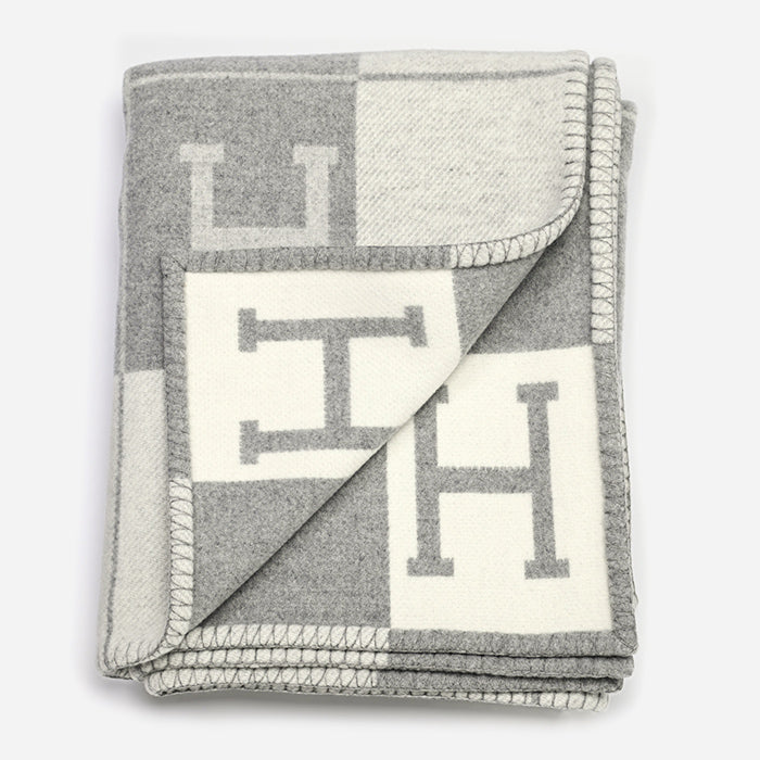 product image of Hermes grey cashmere wool blanket FASHIONPHILE