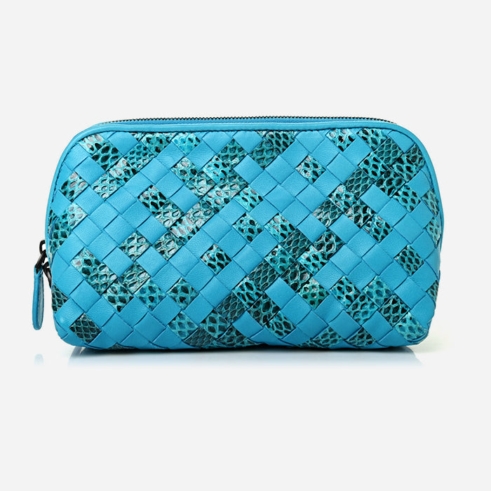 product image of Nappa Ayers Bottega Veneta blue cosmetic case FASHIONPHILE
