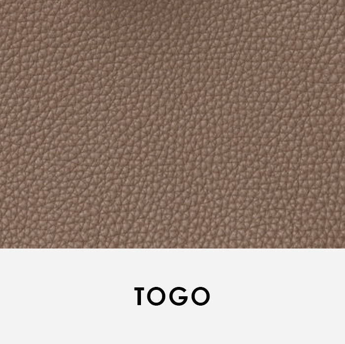 close up image of leather swatch Togo Hermes