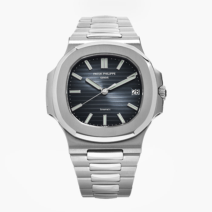 Patek 5711 Tiffany Dial blue face close up studio image