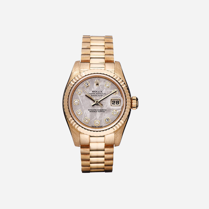 product image on white of rose gold Rolex watch FASHIONPHILE