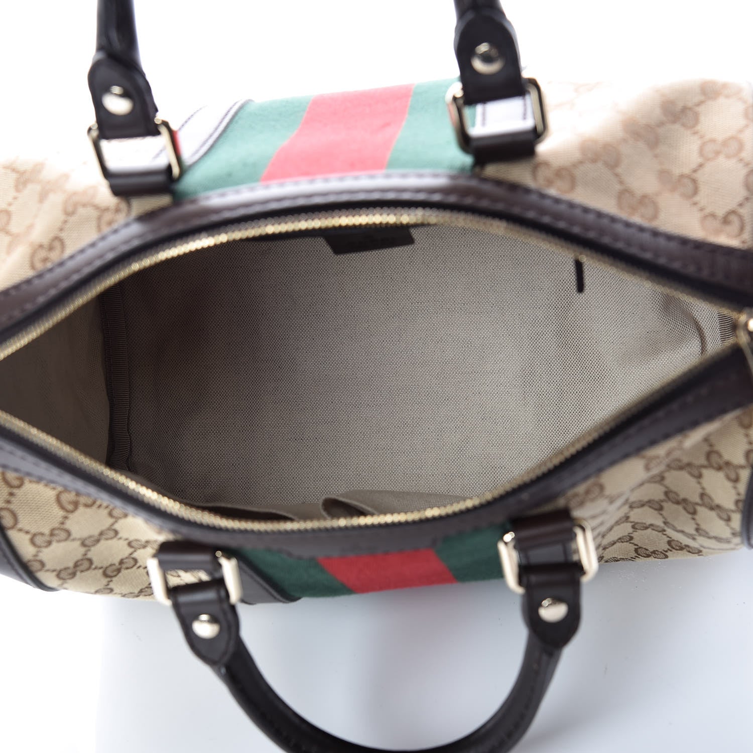 Gucci Monogram Vintage Web Medium Boston Dark Brown 5 of 13