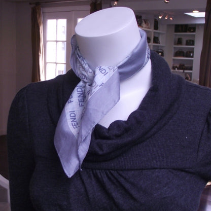 Fendi Cotton Logo Scraf Blue 2 of 5
