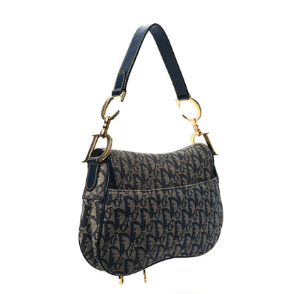 Christian Dior Monogram Double Saddle Bag Navy Blue 3 of 13
