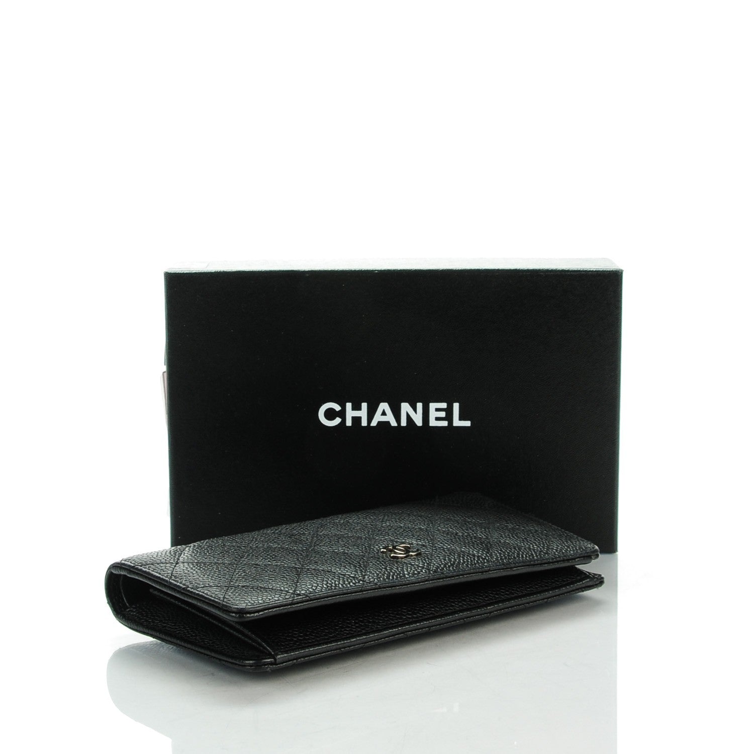 Chanel Caviar Quilted Yen Wallet Black 4 of 7
