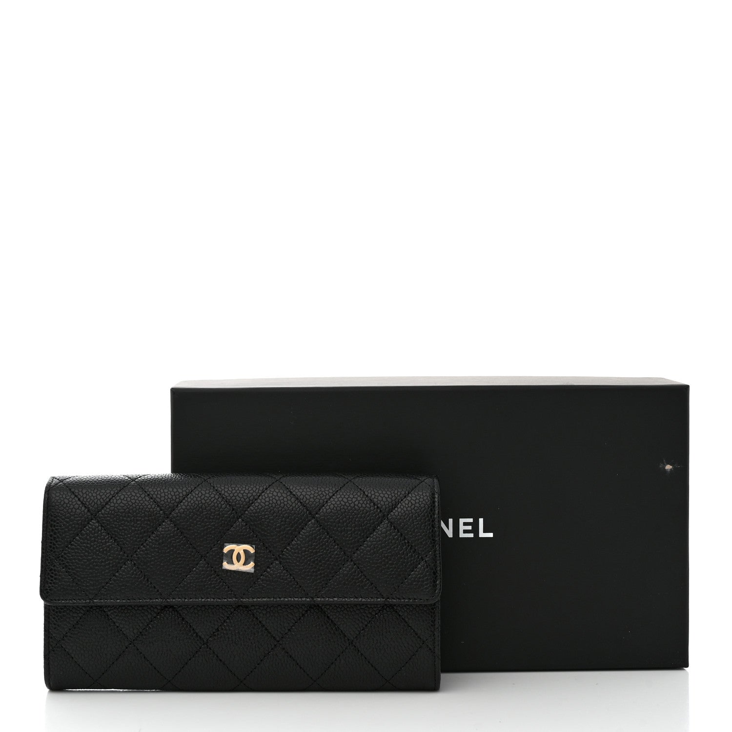 Chanel Caviar Quilted Large Gusset Flap Wallet Black 9 of 9