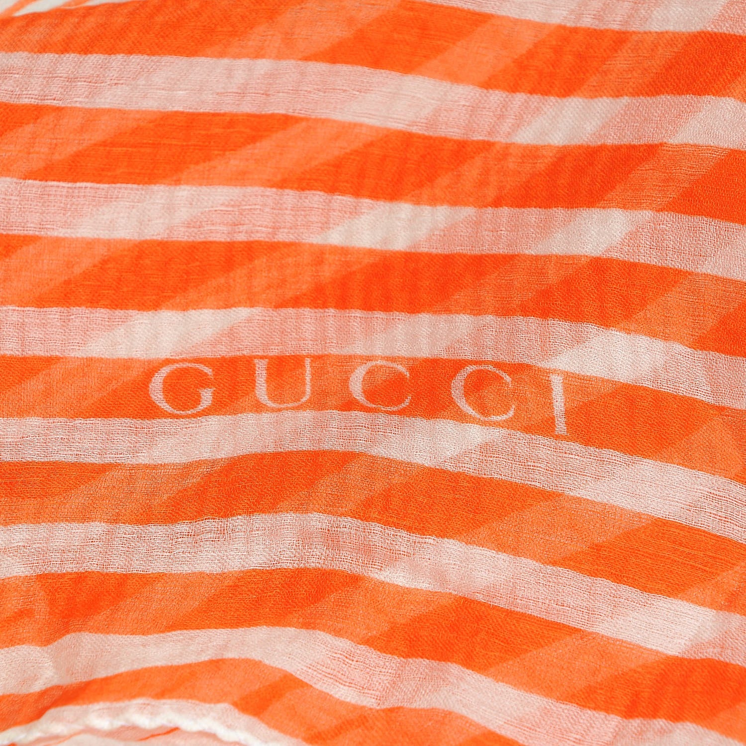 Gucci Silk Chiffon Equestrian Horse Stripe Square Scarf Orange 5 of 5