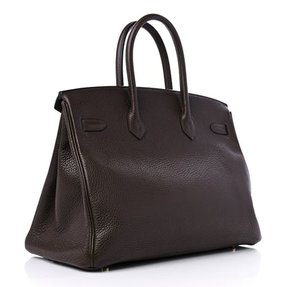 Hermes Taurillon Clemence Birkin 35 Chocolate 2 of 14
