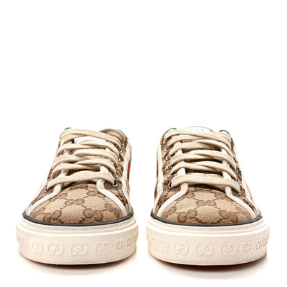 Gucci GG Monogram Web Womens 1977 Tennis Sneakers 38 Beige Ebony Mystic White 2 of 8