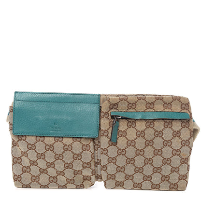 Gucci GG Monogram Web Double Pocket Belt Bag Turquoise 1 of 17