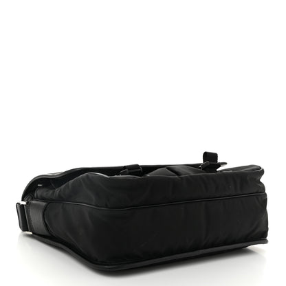 Prada Tessuto Nylon Saffiano Large Double Snap Buckle Messenger Bag Black 4 of 10