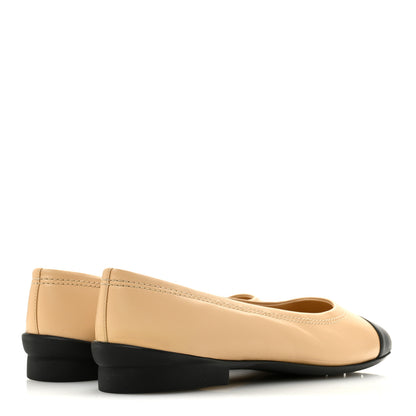 Chanel Lambskin Cap Toe CC Uniform Ballerina Flats 40 Beige Black 5 of 9