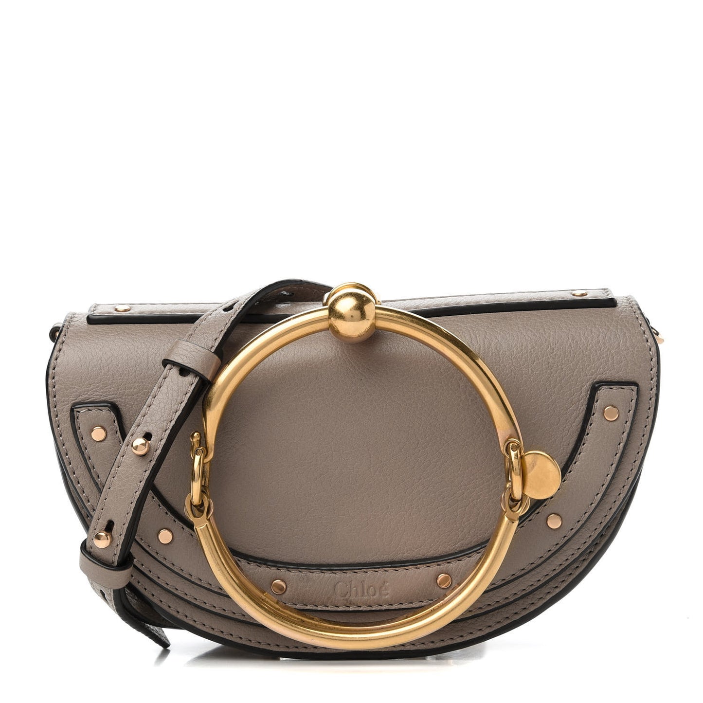 Calfskin Small Nile Bracelet Minaudiere Bag Motty Grey