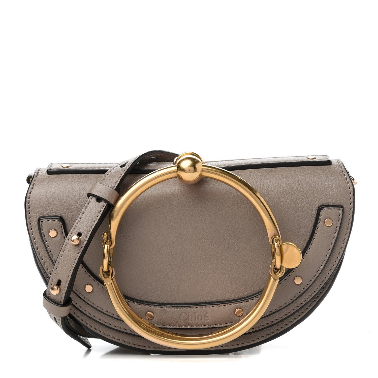 Chloe Calfskin Small Nile Bracelet Minaudiere Bag Motty Grey 1 of 10