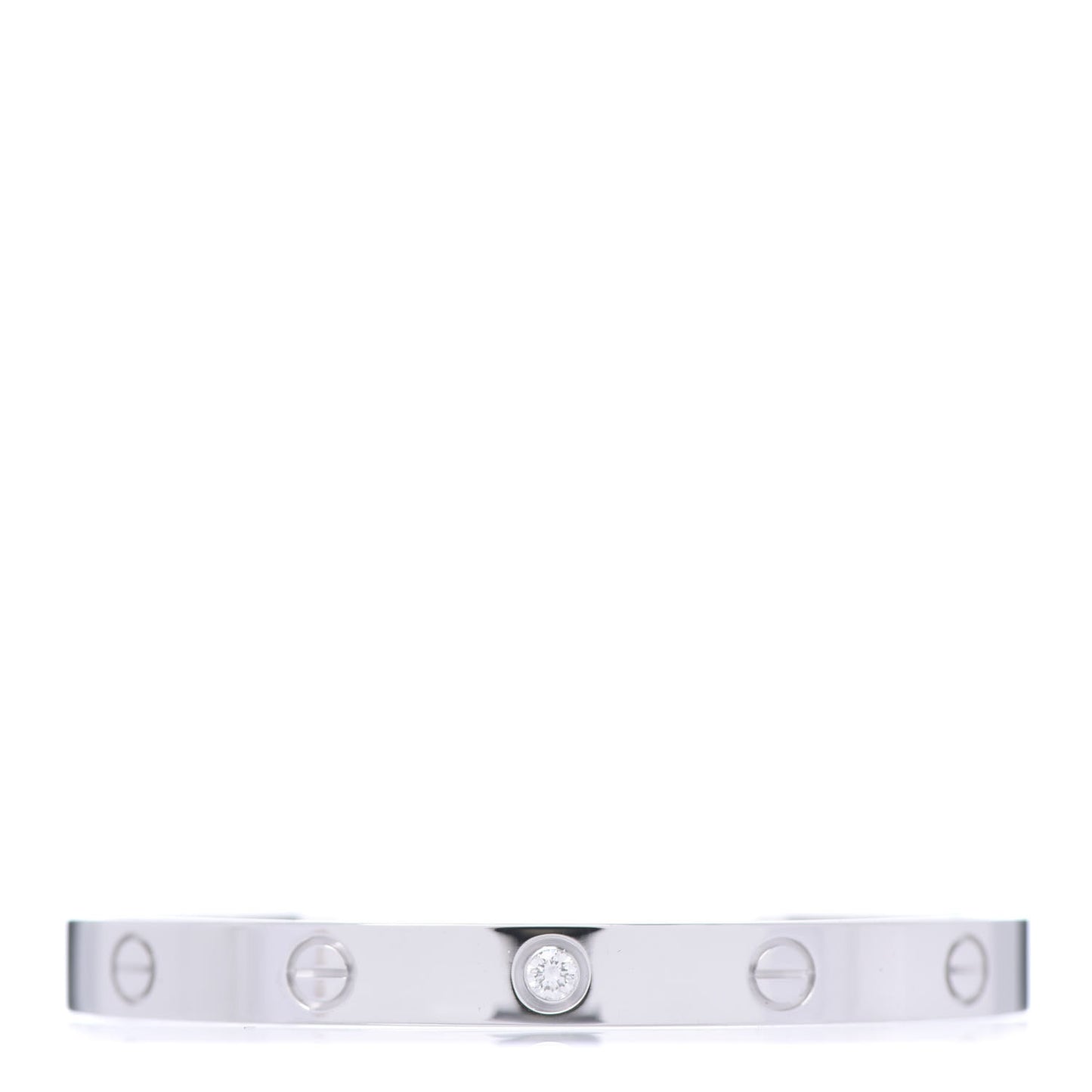 18K White Gold 1 Diamond LOVE Cuff Bracelet 17