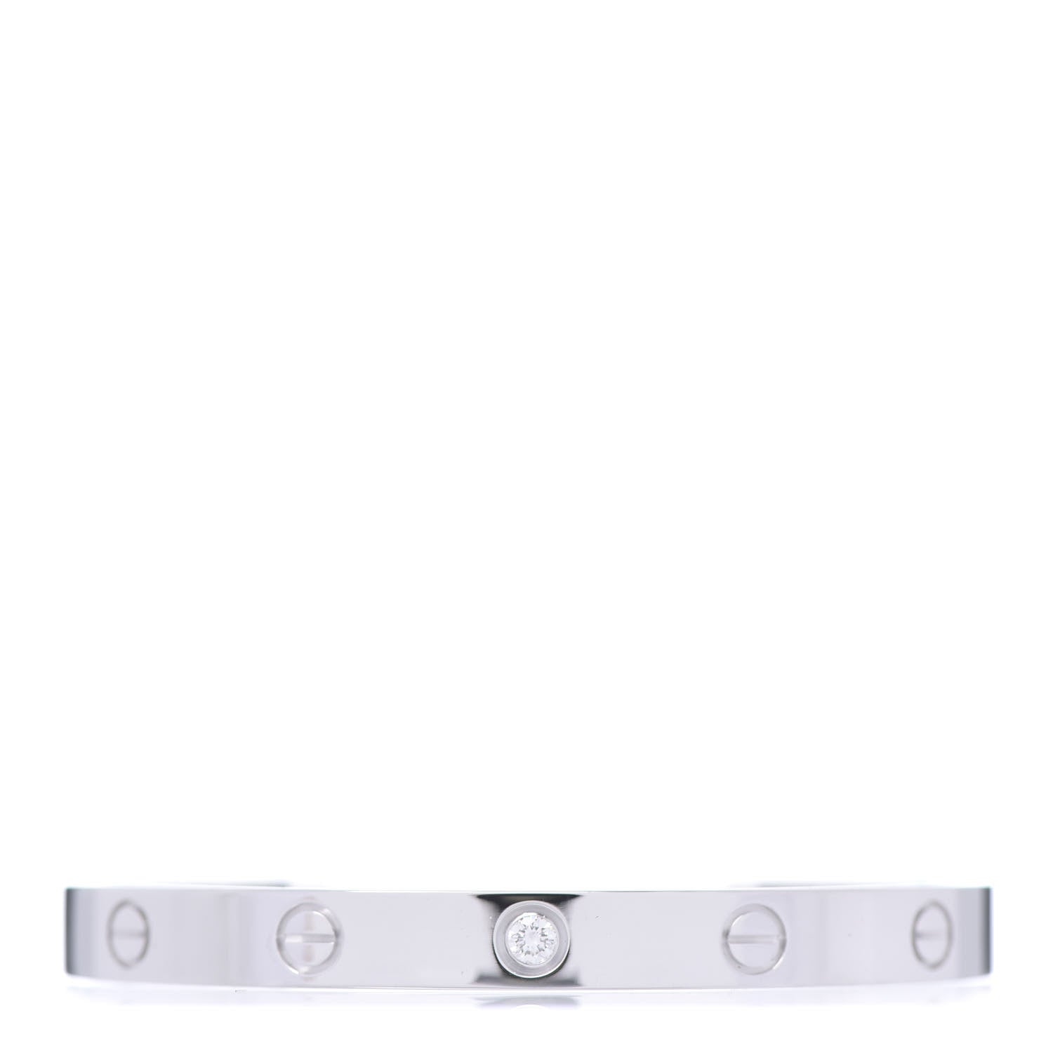Cartier 18K White Gold 1 Diamond LOVE Cuff Bracelet 17 1 of 6