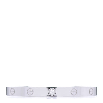Cartier 18K White Gold 1 Diamond LOVE Cuff Bracelet 17 1 of 6