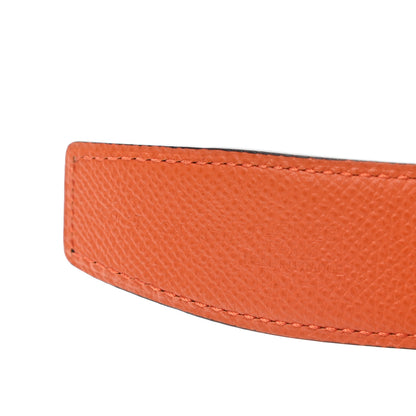 Hermes Epsom Swift 32mm Guilloche H Belt 80 Black Orange 3 of 6