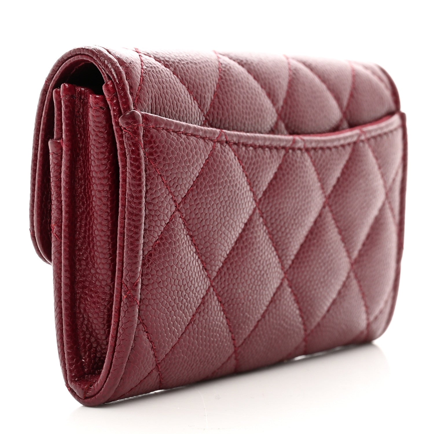 Chanel Caviar Quilted Flap Card Holder Wallet Burgundy 3 of 8