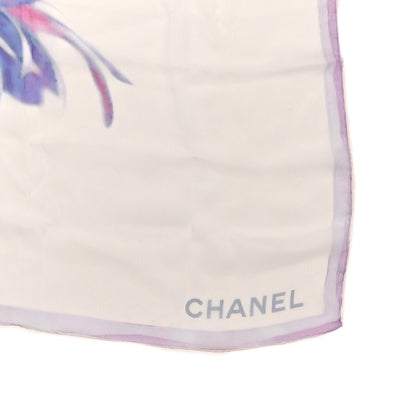 Chanel Silk Chiffon Floral Square Scarf White Multicolor 3 of 3