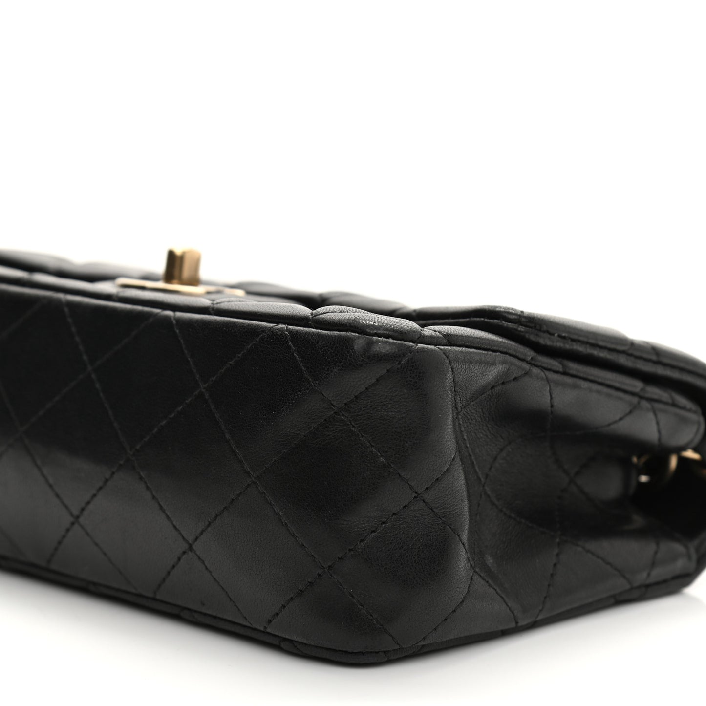 Lambskin Quilted Mini Rectangular Flap Black