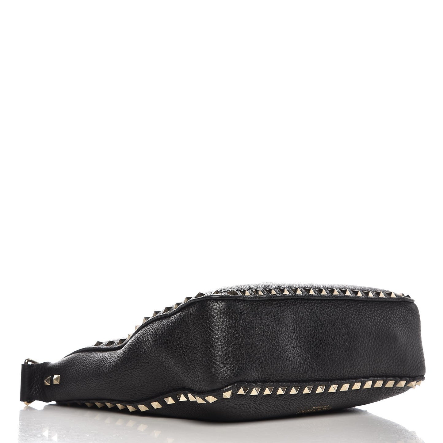 Pebbled Calfskin Small Rockstud Flip-Lock Messenger Bag Black