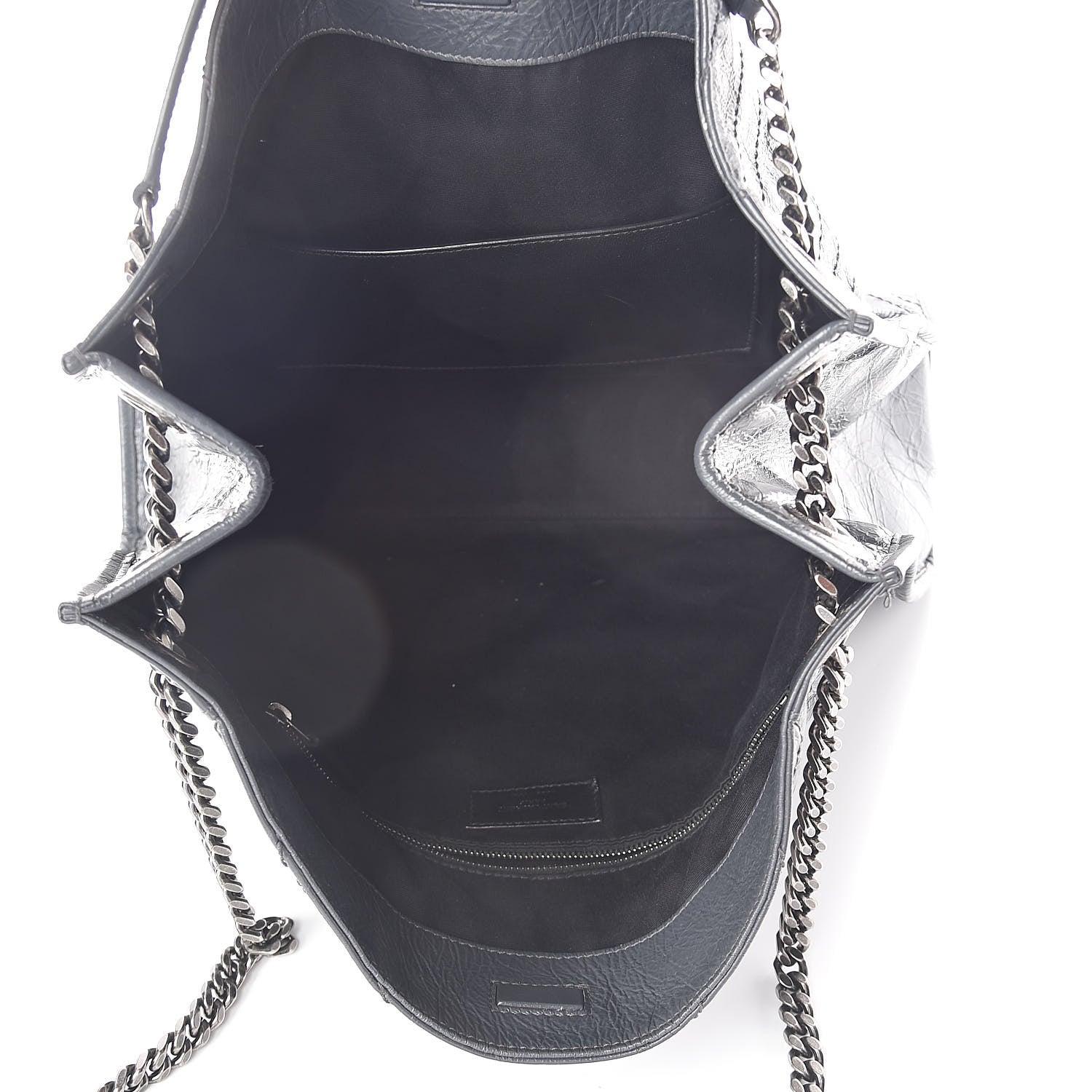 Saint Laurent Crinkled Calfskin Matelasse Monogram Niki Shopper Tote Dark Smog 5 of 10