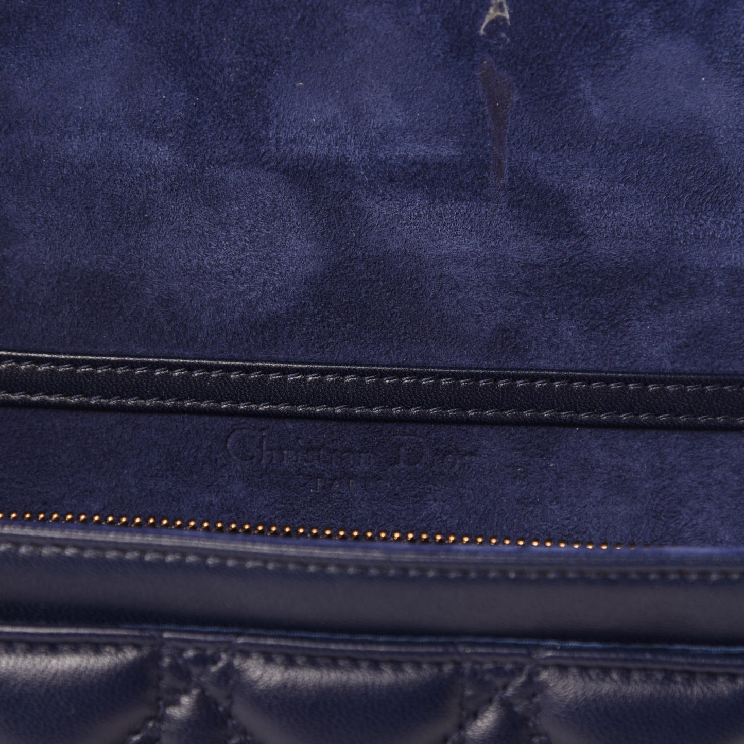Lambskin Cannage Dioraddict Wallet on Chain Clutch Navy